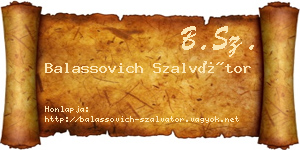 Balassovich Szalvátor névjegykártya